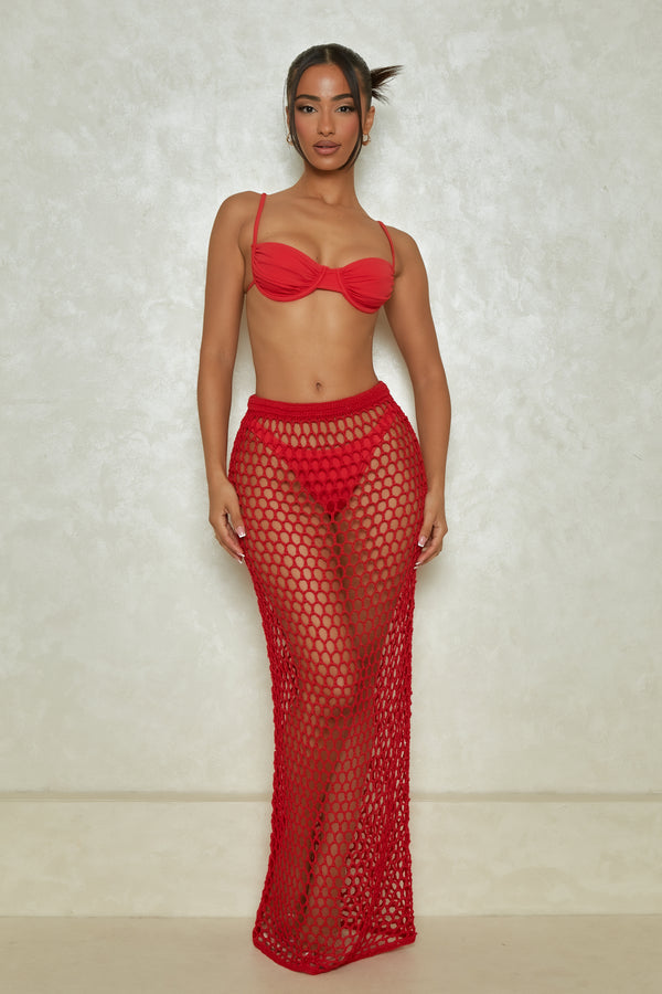 The Crochet maxi cover up- Red